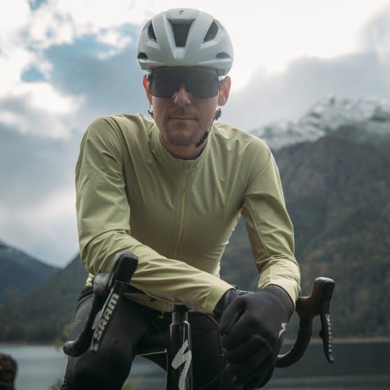 Man on a gravel bike ride staring into the camera 