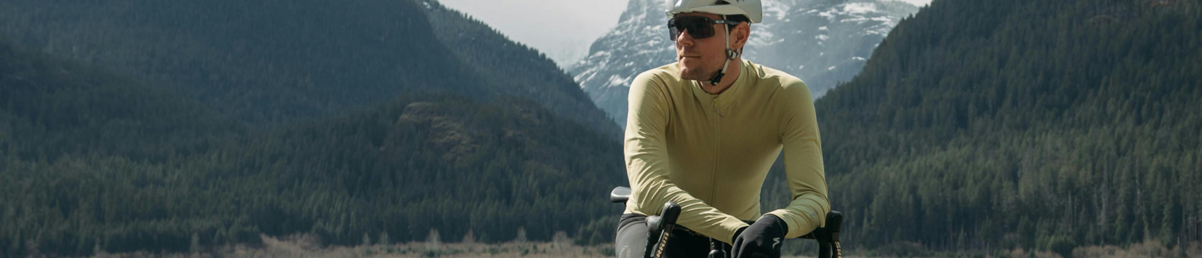 Man on a gravel bike ride staring into the camera 