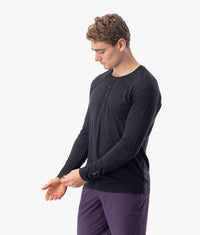 Men's Desperado Merino Long Sleeve Henley - Black