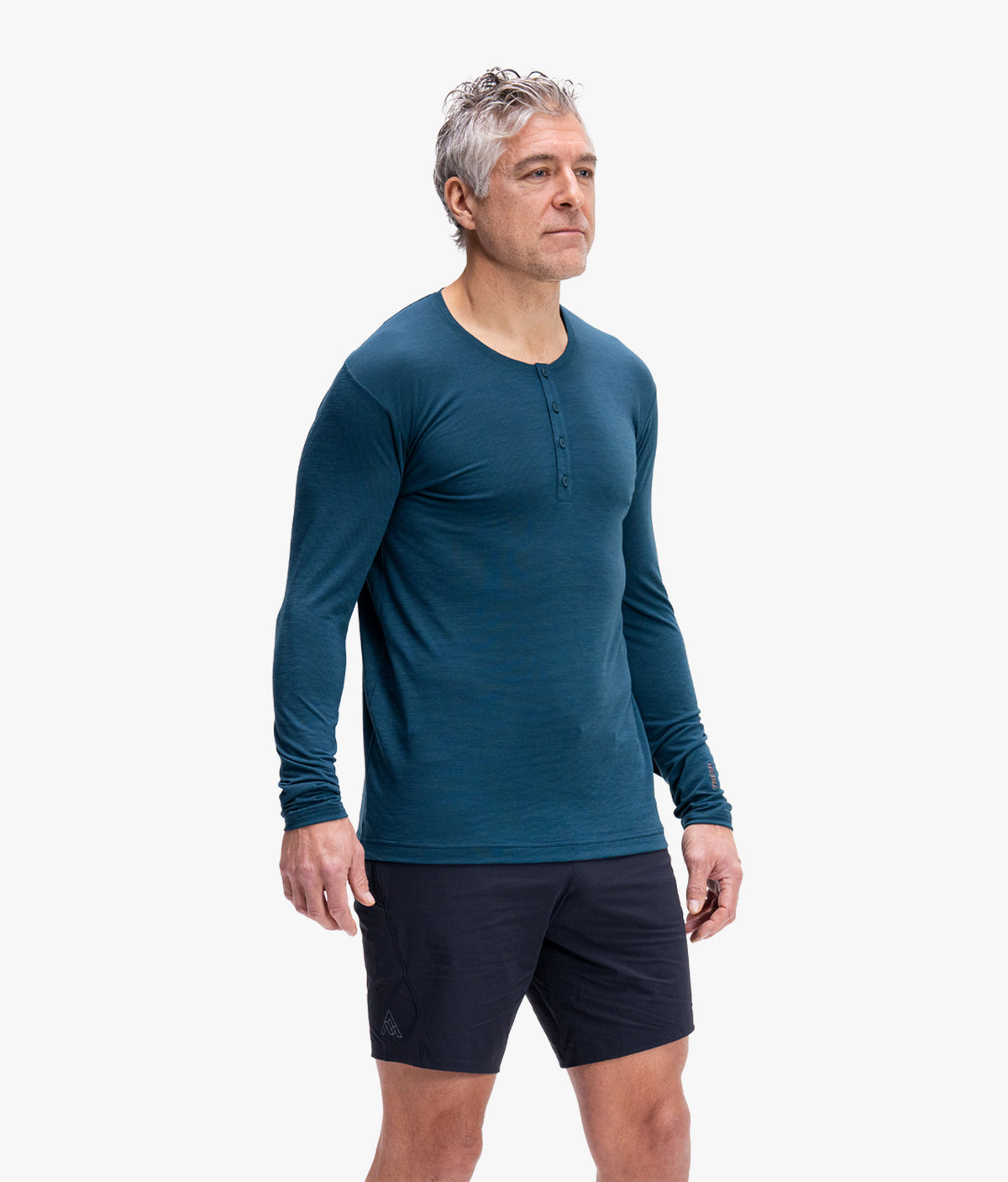 Men's Desperado Merino Long Sleeve Henley - Deep Sea