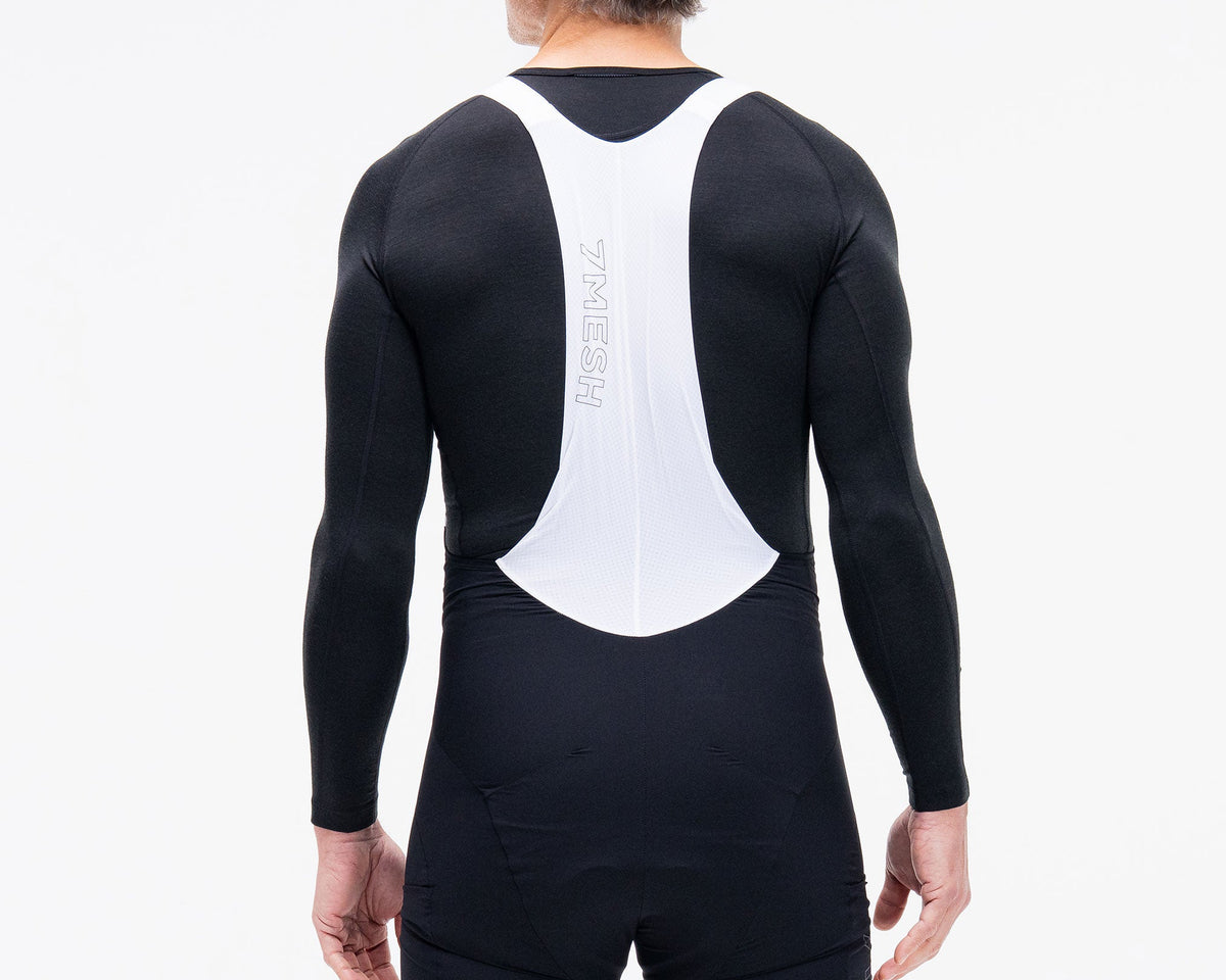 Open mesh bib straps for breathability